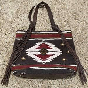 Idyllwind Brown Antioch Pike Fringe Leather Tote Handbag